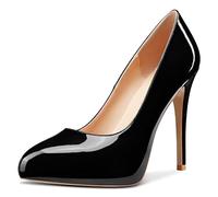 Castamere Femmes Aiguille Haut High Talon Heel Escarpins Plate-Forme Fermé Bout Slip-on Mariage Bureau Sexy Dress 12 CM Heels Noir 38 EU