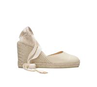 Castañer - Espadrilles compensées en toile - Femme - Chaussures - Blanc - Taille: 37 EU