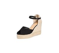 Castañer Femme Bianca CASTAGER Sandalia Blanc Couleur Noir EVORÉ en CANVES avec Fermeture du Bracelet ET Hauteur DE 11 CM | Taille 39