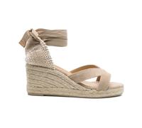 Castañer - Sandales Compensées Beiges avec Bride de Cheville - Femme - Chaussures - Beige - Taille: 35 EU