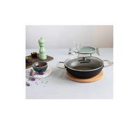 Castel´Pro Sauteuse Inox Revêtue 2 anses Couvercle verre Exceliss + CRISTEL D24