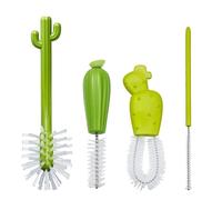 Castelles Pour La Brosse De Bouteille - 4pcs Ensemble De Brosses De Bouteilles De Cactus Vert | Application Polyvalente Fuse Pour Le Nettoyage De La Paille Créative Pour Laver La Bouteille À Col Serré