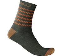 CASTELLI 4521555-075 GO 15 SOCK Unisex Socks Miitary Green/Olive Green/Fier S/M