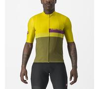 Maillot manches courtes castelli a blocco jaune khaki