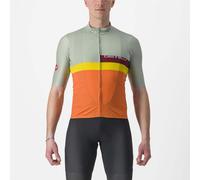 Castelli A Blocco Jersey Defender Green/Dark Red-Bordeaux-Passion Fruit-Scarlet Lava L