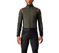 CASTELLI Alpha RoS 2 Jacket Veste Homme, Military Green/Fiery Red-Silver Gray, XL