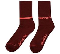 CASTELLI Chaussettes Quindici Soft Merino pour femme pour cyclisme, vélo de gravier et tous les jours, bordeaux, Small-medium