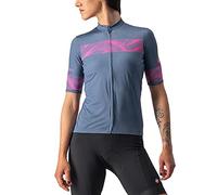 CASTELLI FENICE Jersey T-Shirt Femme, Light Steel Blue/Pink Fluo, M