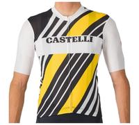Maillot Castelli Heritage manche courte noir blanc jaune - L