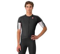 CASTELLI Maillot Entrata 6 pour homme, protection solaire UPF - Manches courtes - Pour cyclisme de route, vélo de gravier et course, Noir clair/gris foncé/gris fumé, Small