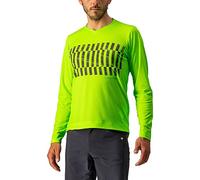 CASTELLI Trail Tech Longsleeve Tee T-Shirt Homme, Electric Lime/Dark Lime, S