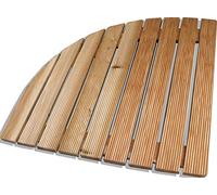 Castelmerlino Caillebotis de Douche Coin en mélèze avec Lattes côté vissé 74 cm pour plaques d'angle côté 90 cm Natural Color