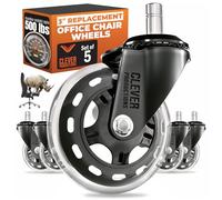 Caster Roues de chaise de bureau de remplacement Lot de 5 ajustement universel Rollerblade Style 7,6 cm par Clever Roulettes | pas de tapis de sol Heavy Duty protection pour bois dur pour carrelage en vinyle Moquette