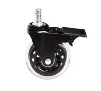 caster wheels， Roulettes universelles silencieuses en PU 2-4 pouces avec frein, pour fauteuils de bureau et usage industriel,For All Scenarios(Brake type,4inch-rod11mm)
