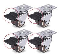 Caster Wheels Set Swivel Caster Wheels for Trolley Pallet Universal Mute Soft Heavy Duty Rollers Furniture Hardware Heavy Duty Casters(4pcs With Brake,1.5 inch)