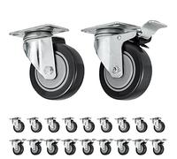 Casters 20 Pack Casters Durable Polyurethane Wheels All Swivel and 10 Brake Tough Casters Top Plate Bearing Heavy Duty for Warehouse Caster Wheels (Color : 20 Pack)