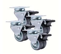 Casters 4 Pcs 2 inch Universal Casters Wheels Heavy Duty Swivel Soft Rubber Roller with Brake for Platform Trolley Furniture Wheels Caster Wheels