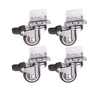 Casters 4PCS 1/1.25/1.5/2 inch Furniture Casters Crib Rubber Wheel L Type 306 Degree Swivel Mute Brake Caster Home Hardware Fittings Caster Wheels (Color : B Size : 2 inch) (C 1.5 inch)