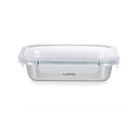 Castey - Récipient rectangulaire en acier inoxydable, fermeture hermétique avec couvercle, pour conservation des aliments, couvercle sans BPA, design anti-déversement, passe au lave-vaisselle (C-A820)