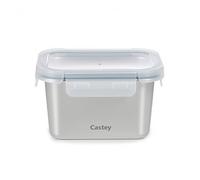 Castey - Récipient rectangulaire en acier inoxydable, fermeture hermétique avec couvercle, pour la conservation des aliments, couvercle sans BPA, design anti-déversement, passe au lave-vaisselle