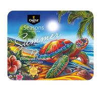 Castle Art Supplies 72 Crayons de Couleur Été | Crayons à Base de Cire aux Mines Douces et Lisses | Palette Estivale pour Artistes Adultes | Organisés en Boîte Présentoir | Seasons-Collection