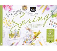Castle Art Supplies Livre de coloriage printanier | 72 illustrations printanières sélectionnées par des artistes avec guide de référence des couleurs | Papier de qualité artistique | Format A4 paysage