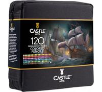 Castle Art Supplies Lot de 120 crayons de couleur avec fermeture éclair | Mines de couleur souples de qualité pour artistes adultes, professionnels et coloristes | Dans une pochette à fermeture éclair