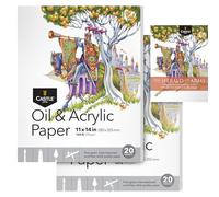 Castle Art Supplies Lot de 2 blocs de papier huile et acrylique 27,9 x 35,6 cm | 20 feuilles chacune | Épaisseur optimale (350 g/m²/72,6 kg) Grain fin, texture lin, qualité artistique (28 x 35,6 cm,