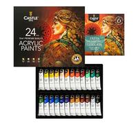 Castle Art Supplies Lot de 24 peintures acryliques de 12 ml | Nouvelle formule améliorée | Kit pour débutants ou artistes adultes | Couleurs intenses de qualité supérieure | Lisse à utiliser sur une