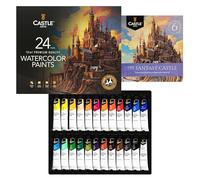 Castle Art Supplies Lot de 24 peintures aquarelles de 12 ml | Formule améliorée | Valeur pour les artistes adultes | Qualité, couleurs intenses | Il suffit de presser le tube, de mélanger avec de