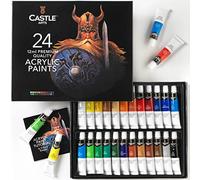 Castle Art Supplies Set de 24 Tubes de Peinture Acrylique de 12 ml | Pour Débutants ou Artistes | Couleurs intenses | Application Homogène sur Diverses surfaces | Boîte de Présentation Soignée