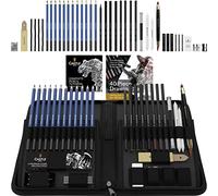 Castle Art Supplies Set de 40 Pièces pour Dessin et Croquis avec Tutoriel | Pour Artistes, Professionnels ou Débutants | Crayons, Fusains, Graphites et Plus | Étui de Transport Zippé Soigné