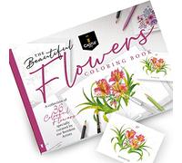 Castle Arts Livre de coloriage Fleurs | 36 fleurs inspirantes de la pleine conscience organisées par des artistes internes avec guide de référence des couleurs | Papier de qualité artistique non