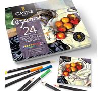 Castle Arts Lot De 24 Crayons De Couleur Dans Une Boîte En Étain, Couleurs Parfaites Pour L'art Botanique. Avec Des Noyaux De Couleur Lisse, Une Performance De Mélange Et De Superposition Supérieure