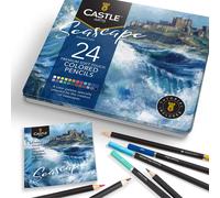 Castle Arts Lot De 24 Crayons De Couleur Dans Une Boîte En Étain, Couleurs Parfaites Pour L'art Botanique. Avec Des Noyaux De Couleur Lisse, Une Performance De Mélange Et De Superposition Supérieure