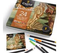 Castle Arts Lot De 24 Crayons De Couleur Dans Une Boîte En Étain, Couleurs Parfaites Pour L'art Botanique. Avec Des Noyaux De Couleur Lisse, Une Performance De Mélange Et De Superposition Supérieure
