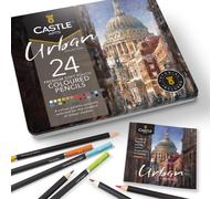 Castle Arts Lot De 24 Crayons De Couleur Dans Une Boîte En Étain, Couleurs Parfaites Pour L'art Botanique. Avec Des Noyaux De Couleur Lisse, Une Performance De Mélange Et De Superposition Supérieure