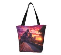 Castle at Sunset Sac à bandoulière tendance pour femme, sac à main, convient pour le week-end, les voyages, les courses, les courses, le shopping