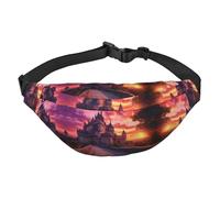 Castle at Sunset Sac banane de voyage, adapté pour le sport, la course, le cyclisme, les voyages, la pêche