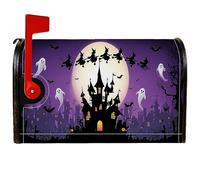 Castle Couvertures de boîte aux lettres magnétiques, Halloween fantôme effrayant chauve-souris Halloween violet décoratif pour décoration de jardin et cour 53,3 x 64,9 cm