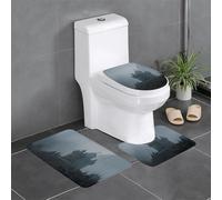 Castle in The Fog - Lot de 3 tapis de salle de bain antidérapants en flanelle, lavables et absorbants, avec tapis de toilette