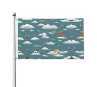 Castle in the Sky Drapeau de jardin double face 90 x 150 cm - Convient pour une utilisation toute l'année, décoration de porches, balcons et terrasses | Mât de drapeau non inclus.