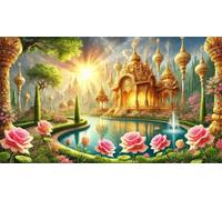 Castle Landscape Garden Diamond Art Kits,5D Diamond Painting Kits for Adults,DIY Full Square Drill diamond painting kits for Beginners Rhinestone Embroidery Picture Art For Home Decor 100x210 cm