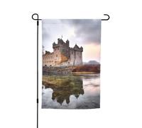 Castle Near Lake Stones Drapeau de jardin 30,5 x 45,7 cm Double face Printemps Été Décoration de cour Bannière Petit drapeau saisonnier Décoration extérieure