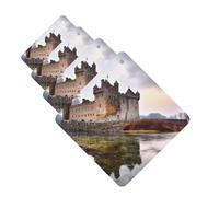 Castle Near Lake Stones Lot de 4 cartes de désodorisants de voiture personnalisés pour homme et femme - Tablettes d'aromathérapie - Cartes parfumées à suspendre pour armoire de salle de bain