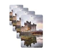 Castle Near Lake Stones Lot de 4 cartes de désodorisants de voiture personnalisés pour homme et femme - Tablettes d'aromathérapie - Cartes parfumées à suspendre pour armoire de salle de bain