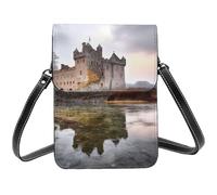 Castle Near Lake Stones Petit sac à bandoulière pour femme en cuir synthétique avec bandoulière