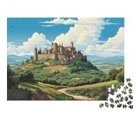 Castle on Hill Landscape 100% Recycled Cardboard Hilltop Castle Landscape 1000Pc Jigsaw Puzzle Adults Fun Activity for Rainy Days 38x26cm/1000pcs