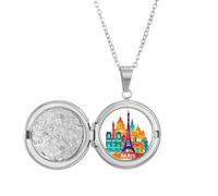 Castle Paris France Tour Eiffel Collier avec médaillon pour photo Cadeau d'anniversaire