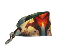Castle Red Green Sky Dragon Bonnet de chirurgien réglable pour homme et femme avec bandeau éponge